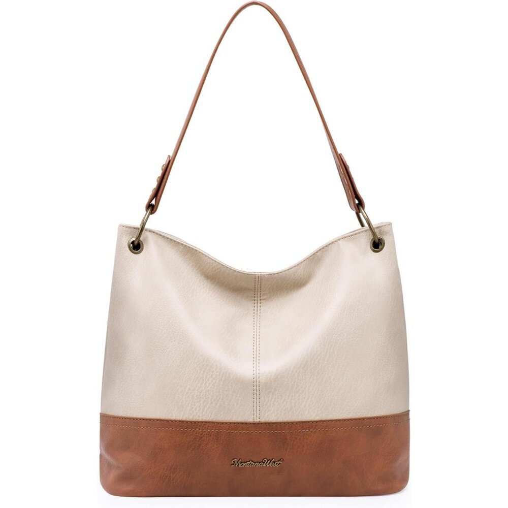 Women A-light Cream Imported Zipper Ladies Shoulder Handbags with Back Pocket
